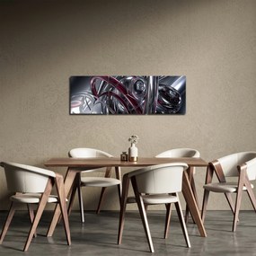 Obraz szarej abstrakcji (z zegarem) (90x30 cm)