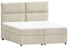 Beżowe łóżko boxspring ze schowkiem 140x200 cm Rico – Ropez