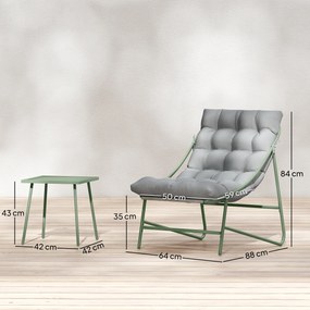 Outsunny Zestaw Mebli Balkonowych 3-częściowy z Stolikiem, Poduszkami, Stalową Ramą i Regulowanymi Nóżkami - Jasnoszary | Aosom PL