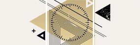 Obraz - Kształty geometryczne N⁰4 (z zegarem) (90x30 cm)