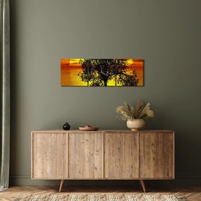 Obraz sylwetki drzewa (z zegarem) (90x30 cm)