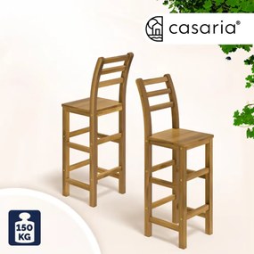 Casaria Krzesła barowe OSLO z oparciem, 2 szt., 40x36x110cm, naturalny brąz