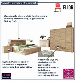 Komplet mebli do sypialni w dekorze dąb ribbeck - Leticia 4C