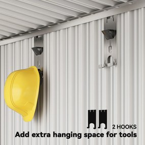 Outsunny Domek na Narzędzia z Oknami, Wentylacją, Drzwiami Przesuwnymi, Stal Wodoodporna, Odporny na Warunki Atmosferyczne, Ciemnoszary