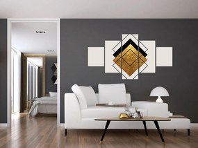 Obraz - Abstrakcja złoto-biała N⁰1 (125x70 cm)