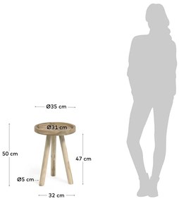 Okrągły stolik z litego drewna tekowego ø 35 cm Glenda – Kave Home