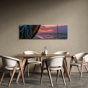 Obraz łodzi na brzegu (170x50 cm)