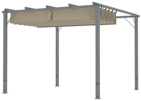 Outsunny Pergola Ogrodowa 3 x 3 m, Regulowane Zadaszenie Tarasu, Ramka z Aluminium, Ochrona UPF30+, Szary