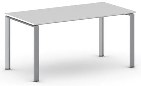 Stół konferencyjny do biura PRIMO INFINITY, 160x80 cm, szaro-srebrna podstawa, biały