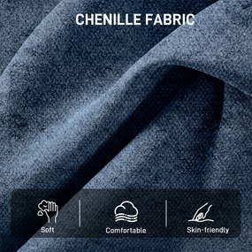 HOMCOM Obrotowy fotel akcentowy, tapicerowany fotel do czytania z tkaniny chenille, szerokie siedzisko, sprężynowe poduszki i metalowe nogi, ciemnoniebieski | Aosom PL