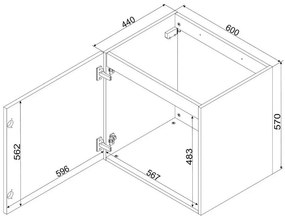 Biała szafka łazienkowa z frezami 60 cm - Tiris 9X