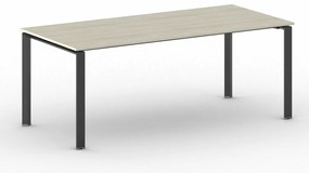 Stół konferencyjny do biura PRIMO INFINITY, 200x90 cm, czarna podstawa, dąb naturalny