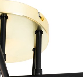 Plafon art deco czarny ze złotem i opalowym szkłem 6-świateł - Lynn