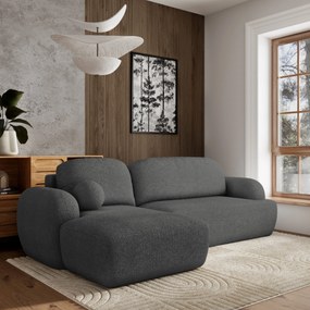 Masseno Narożnik MODENZA z funkcją spania i pojemnikiem na pościel Narozniki L, Rozkładana sofa - Szary, NOW OR NEVER 92