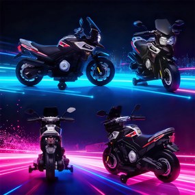 AIYAPLAY Elektryczny motocykl dla dzieci 18-36 miesięcy, pojazd do siadania, kółka pomocnicze, światła, muzyka, tworzywo sztuczne, stal, Schwarz