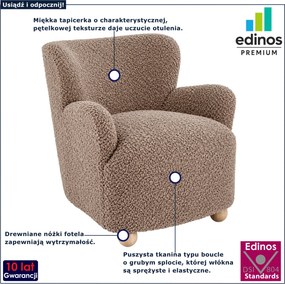 Skandynawski minimalistyczny fotel do salonu cappuccino F1-N85