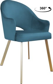 Krzesło Velvet tkanina Welur noga metalowa : Kolor nogi - Złota profil, Kolor tkaniny - VELVET - MG33, Typ siedziska - Siedzisko obrotowe 360°