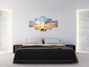 Obraz - Słonie wędrujące po sawannie (125x70 cm)