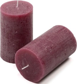 Zestaw świec rustykalnych, 11,5 cm, Ø 6,8 cm, bordowy, 12 sz