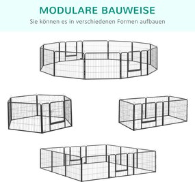 PawHut Krata dla Psów z 12 Panelami Wybieg dla Szczeniąt Czarny 80x1,5x60cm | Aosom PL