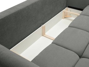 Masseno Sofa MODA z funkcją spania i pojemnikiem na pościel, Rozkładana sofa - Szary, WIND 89