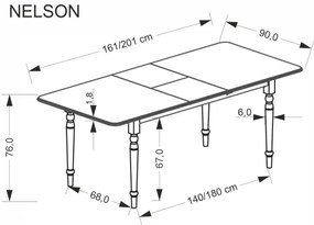 Stół rozkładany NELSON 160(200)x90 biały HALMAR