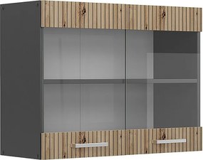 Szklana szafka kuchenna dąb rzemieślniczy 80x31x60 r-line