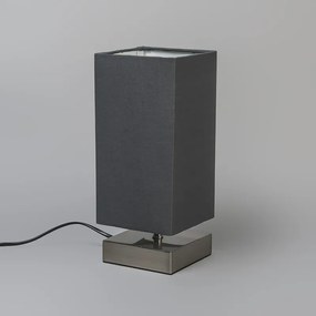 Nowoczesna lampa stołowa szara ze stalą - Milo