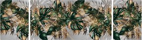Obraz - Złoto - zielone tropikalne liście (170x50 cm)