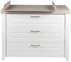 Biała niska komoda dziecięca w dekorze wiązu z przewijakiem 120x98 cm Felicia – Roba
