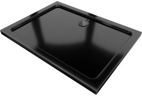 Mexen Flat brodzik prostokątny slim 90 x 80 cm, czarny, syfon czarny - 40708090B