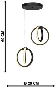 Czarna metalowa lampa wisząca LED ø 20 cm Sezen – Squid Lighting