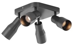 Kwadratowy plafon sufitowy GU10 50 mm, 4-punktowy, kolor ciemnoszary - Stanley