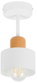 Biała lampa sufitowa, jednopunktowy spot DBU1010WE z drewna i metalu E