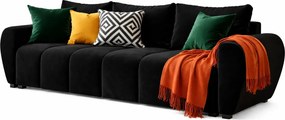 Czarna welurowa nowoczesna sofa rozkładana K3-C47