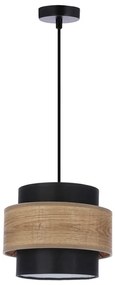 Czarno-naturalna lampa wisząca z tekstylnym kloszem ø 20 cm Twin – Candellux Lighting