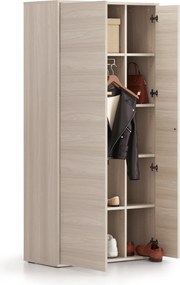 Szafa ubraniowa z wysuwanym elementem BLOCK, 850 × 400 × 1748 mm, dąb naturalny