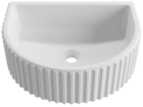 Umywalka betonowa podwieszana / nablatowa półokrągła bez otworu na baterię 45 x 36 cm MUSLIN | różne kolory : Kolor - Biały (beton), Typ montażu - nablatowa