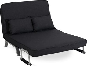 Fotel Rozkładany Dwuosobowy BART 2 Wypoczynkowy Czarny do Spania Leżanka Nowoczesny