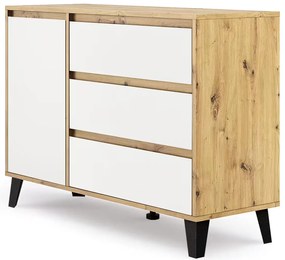Skandynawska komoda z 3 szufladami dąb artisan + biały N6-D41