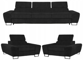 Zestaw mebli wypoczynkowych salon Savio Sofa 3os fotele czarny Family Meble