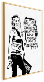 Plakat Dziewczyna z graffiti 29,7x42 cm z ramą złotą bez marginesu ARTGEIST B