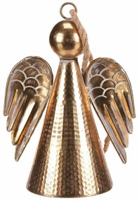 Zawieszka metalowa ozdoba świąteczna Anioł dzwonek24 cm, złota