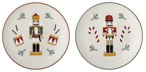 Kremowe kamionkowe talerze deserowe ze świątecznym motywem zestaw 2 szt. ø 16 cm Jolly – Bloomingville