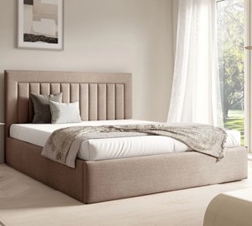 Ciemobeżowe łóżko z pikowanym zagłówkiem 3 rozmiary H2-C65