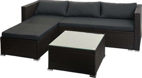 Zestaw polirattanowy MCW-F57 (3-częściowy),  brązowy, poduszki ciemnoszare bez poduszek dekoracyjnych