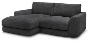 Czarny narożnik z tkaniny szenilowej (lewostronny/z szezlongiem) Leonore – Bobochic Paris