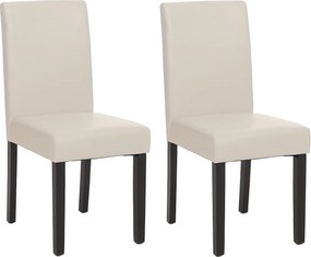 Zestaw 2 krzeseł do jadalni Littau ze sztucznej skóry,  imitacja skóry, biały, ciemne nogi