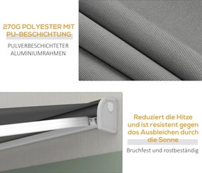 Outsunny Markiza, elektryczna/ręczna, w pełni kasetowa, pilot zdalnego sterowania, rama aluminiowa, 4 x 3 m, Jasnoszary