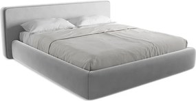Łóżko 220 x 225 - z weluru - szary - KIANA